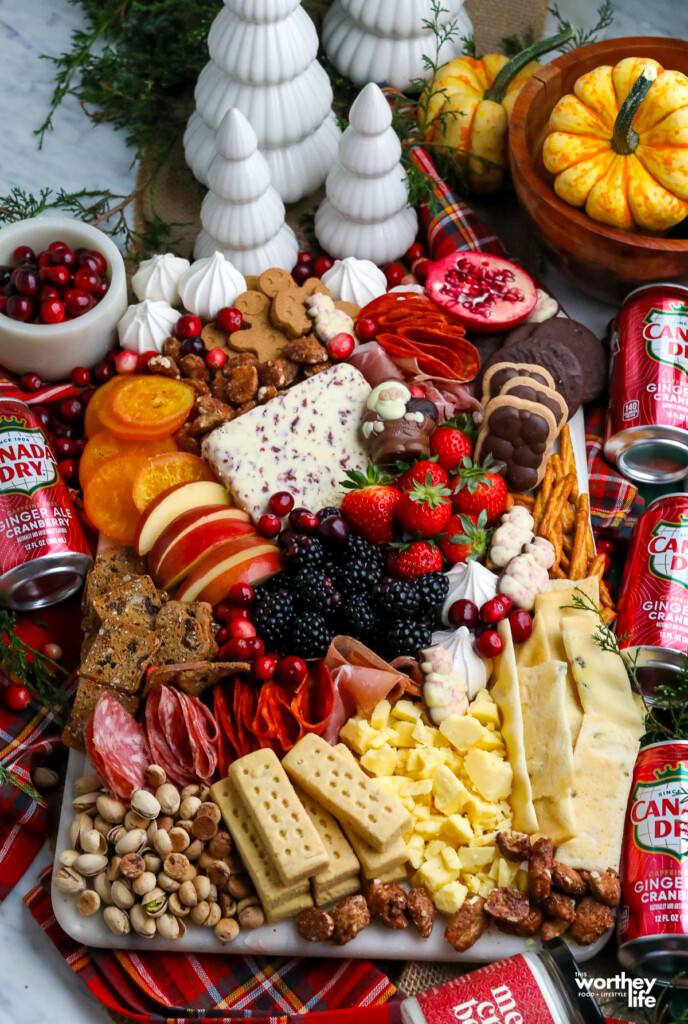Holiday Charcuterie board filled with goodies from Trader Joe's