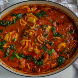 Creamy Tomato, Sausage, Kale, and Tortellini Soup