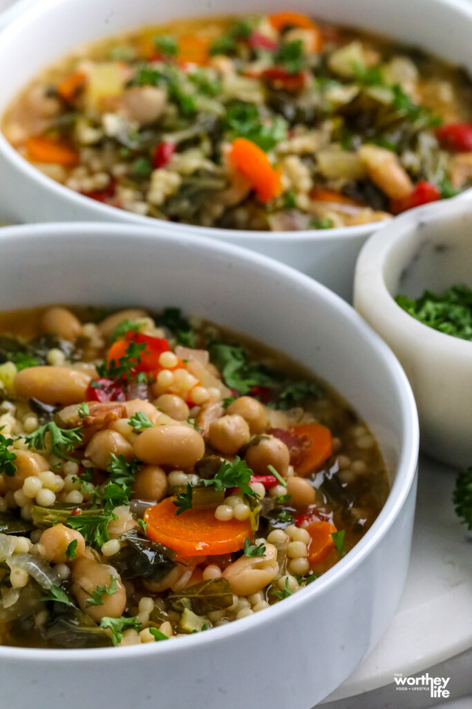 up close bowl of bean soup