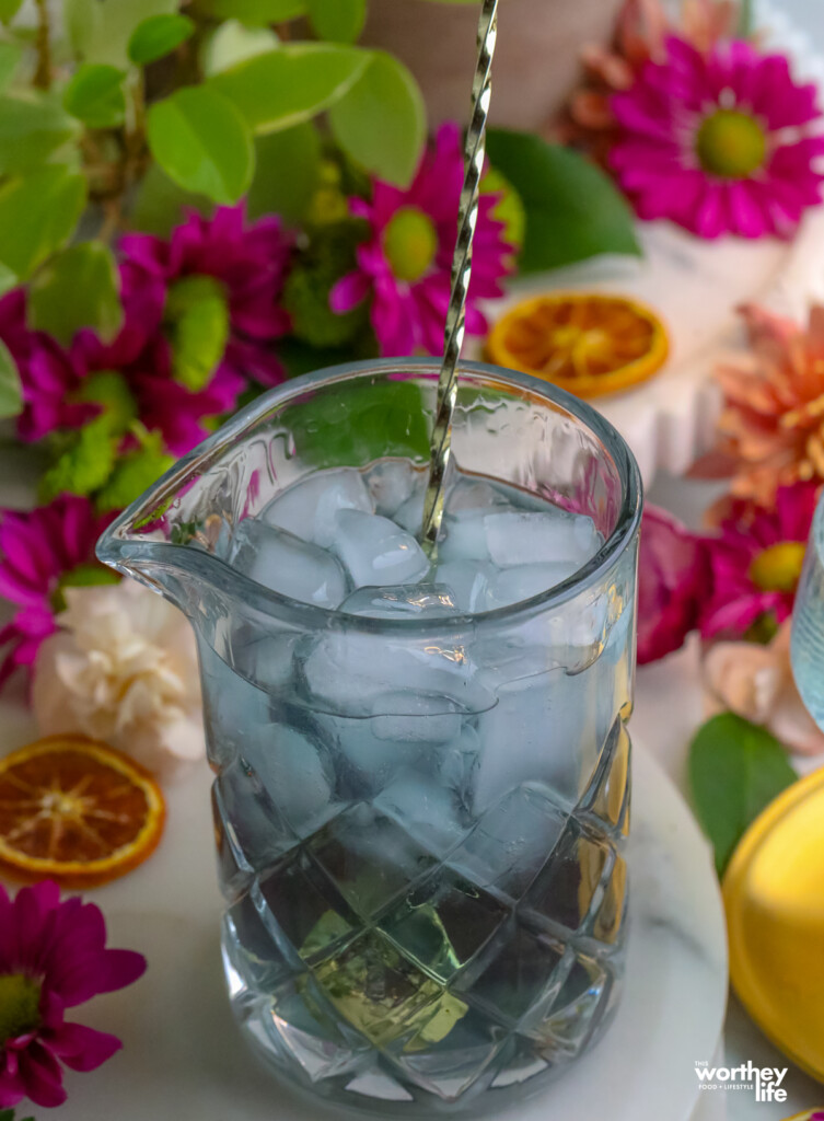 Lavender & Limoncello Gin Martini in a cocktail shaker