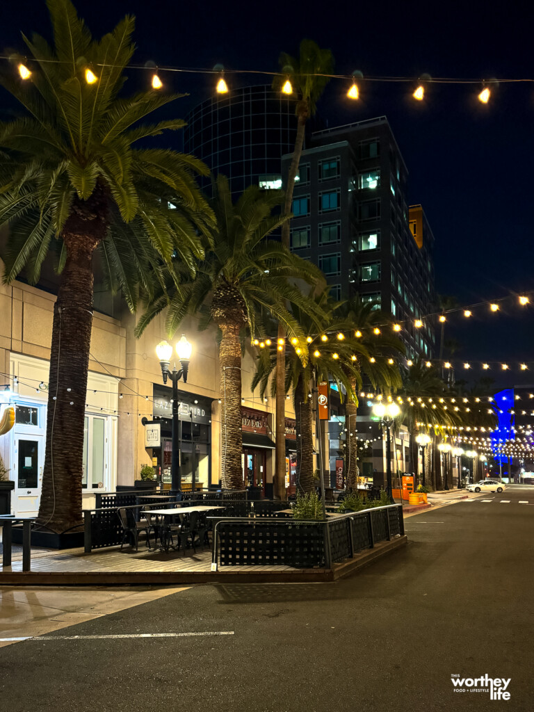 downtown anaheim at night