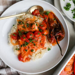 salmon with cherry roasted tomatoes