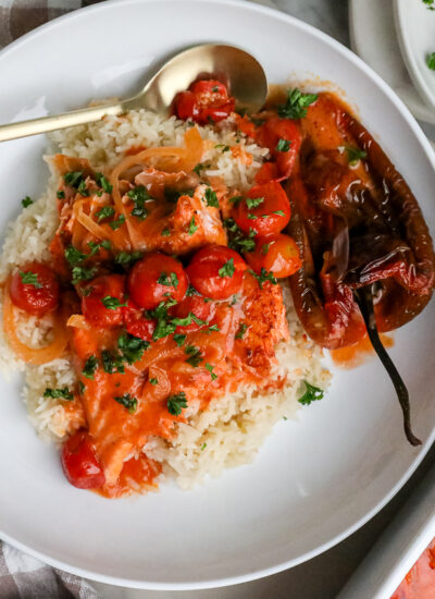 salmon with cherry roasted tomatoes