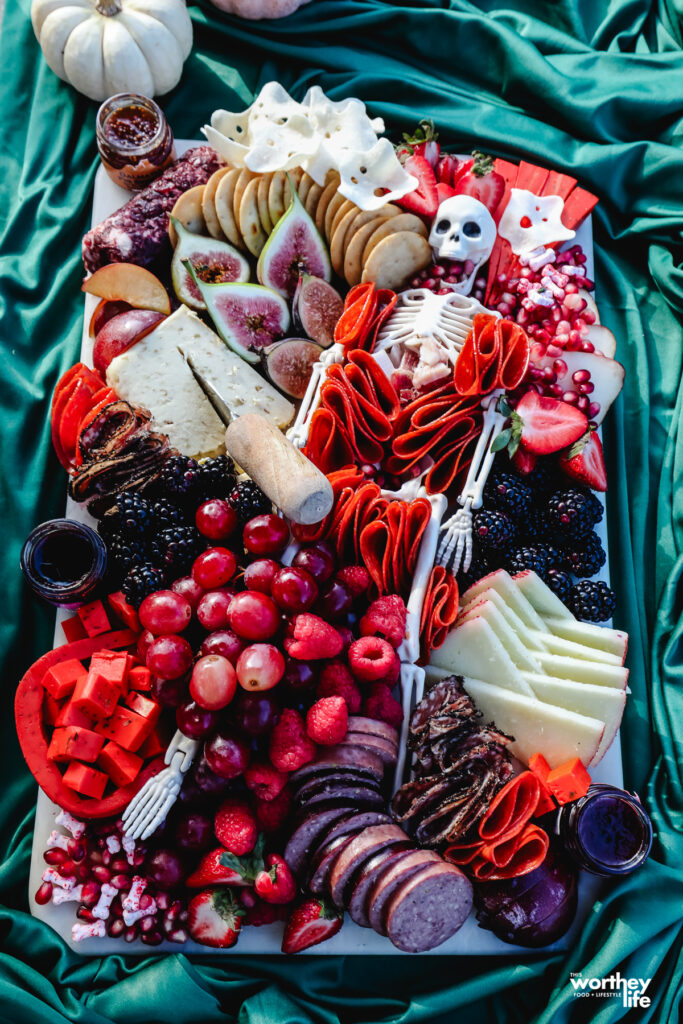 skeleton halloween charcuterie board
