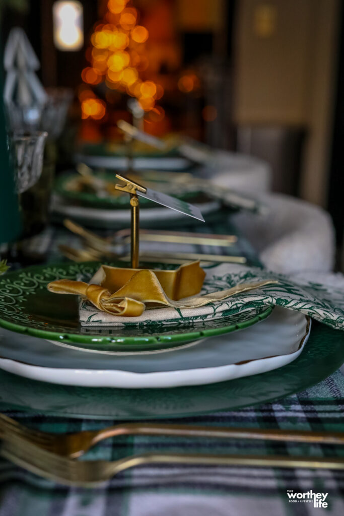 gold and green tablescape